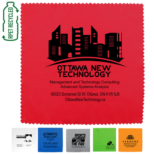 “OneCleanScreen XL” 100% Microfiber RPET Recycled Polyester Cleaning Cloth & Screen Cleaner 8”x 8”